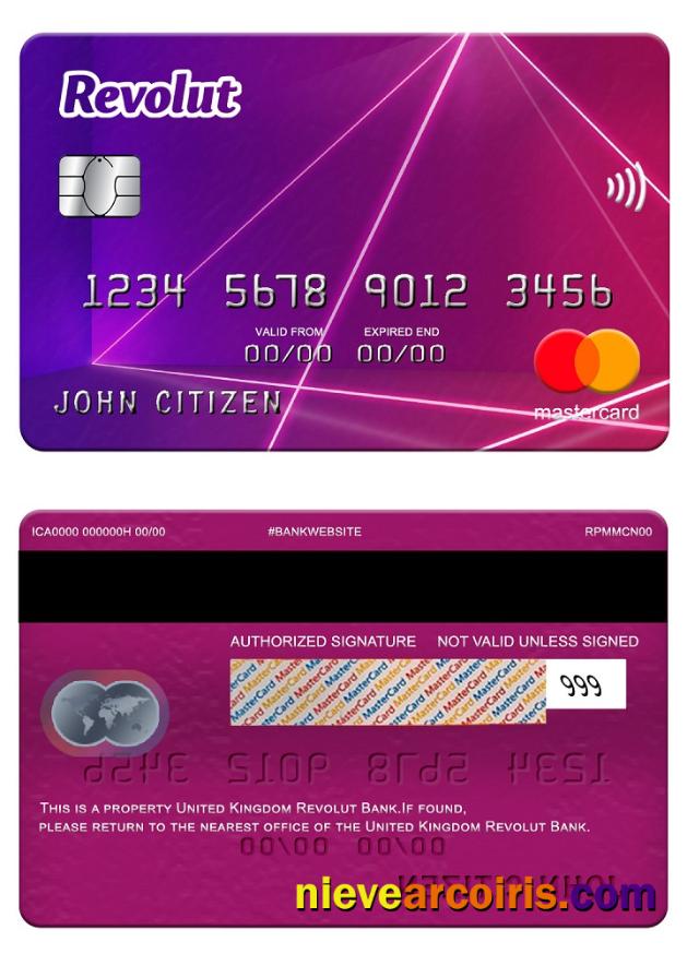 United Kingdom Revolut Bank Mastercard Sample