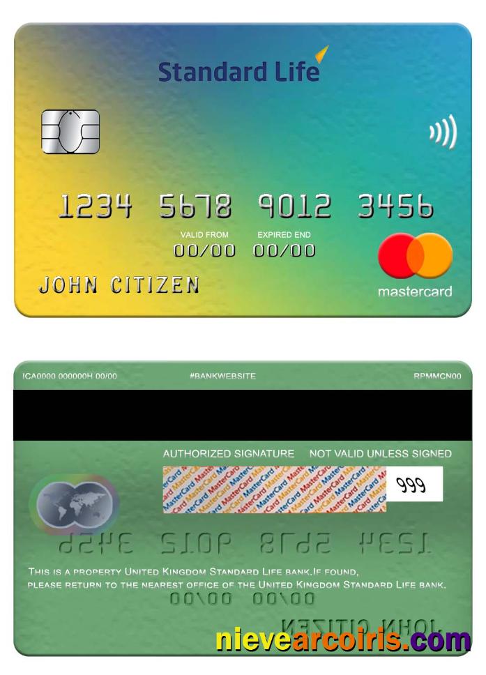 United Kingdom Standard Life Bank Mastercard Sample