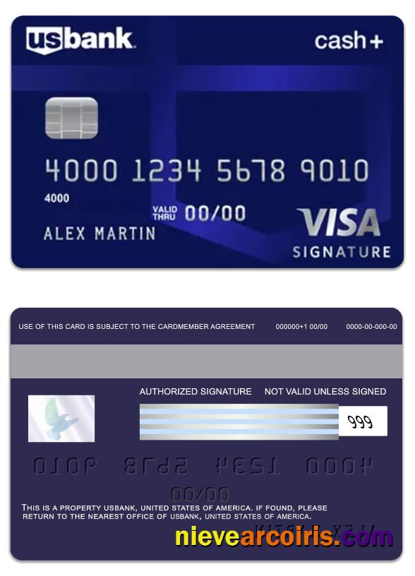 United States Of America US Bank Visa Signature Card Template