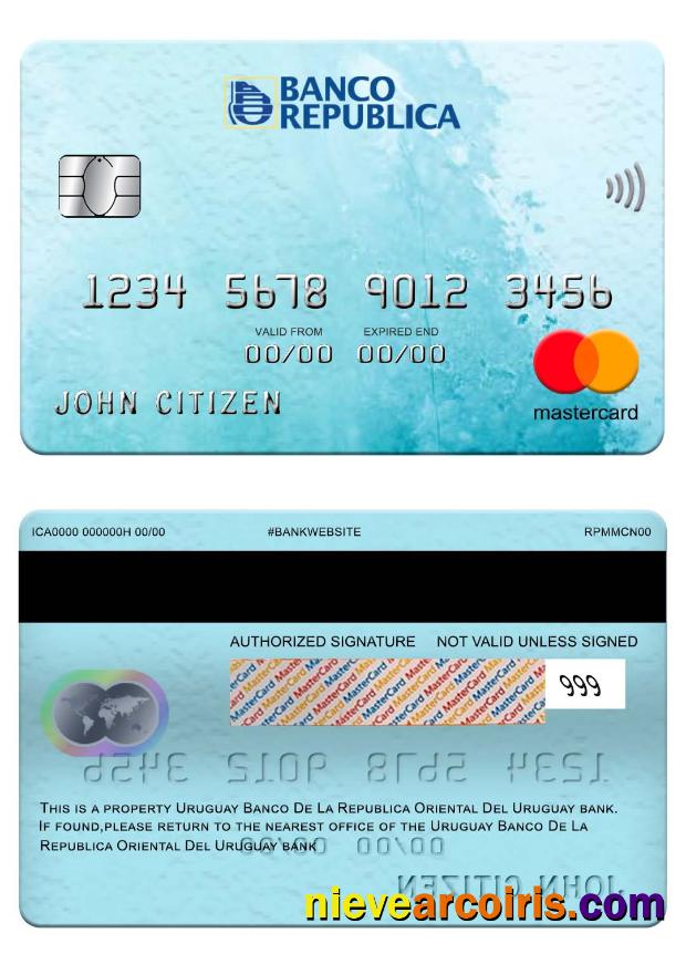 Uruguay Banco De La Republica Oriental Del Uruguay Bank Mastercard Sample