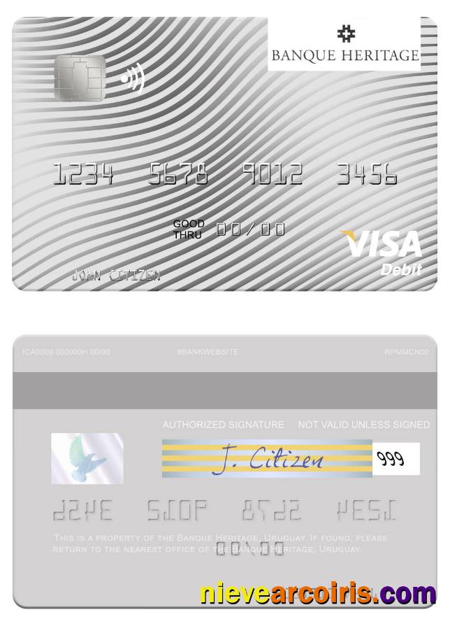 Uruguay Banque Heritage Visa Debit Card Template