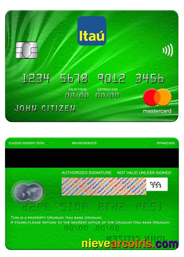 Uruguay Itau Bank Mastercard Template