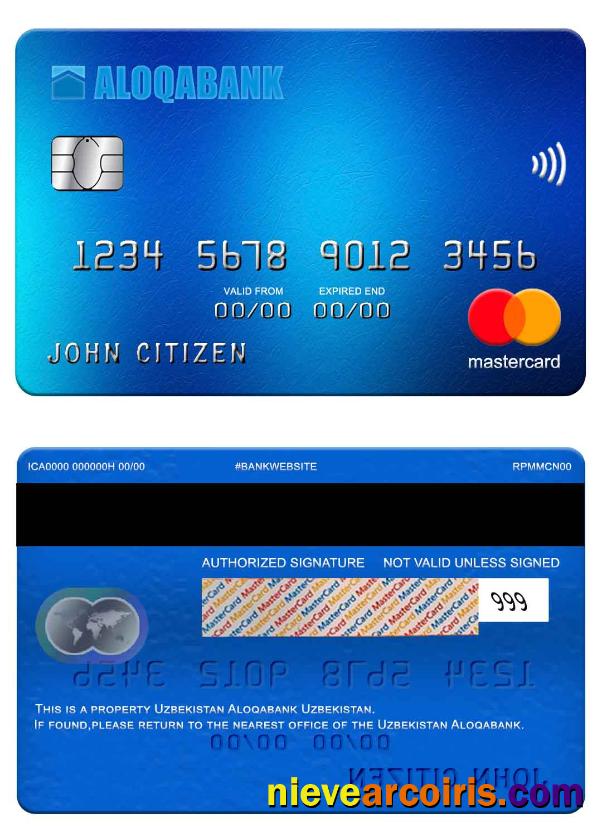 Uzbekistan Aloqabank Mastercard Template
