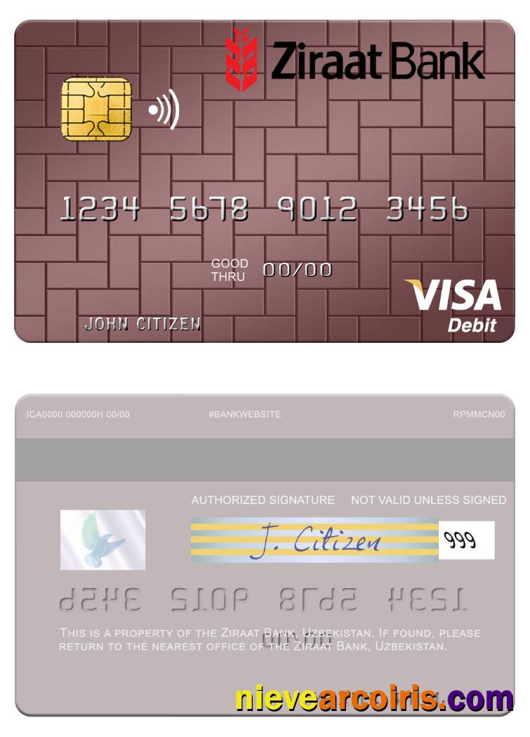 Uzbekistan Ziraat Bank Visa Debit Card Sample