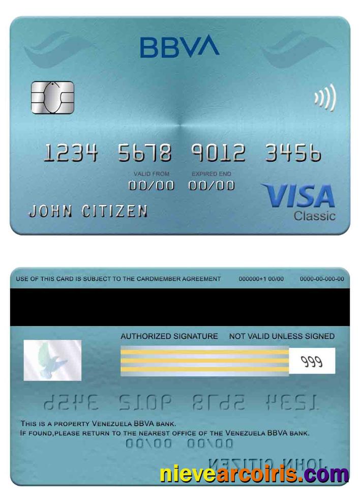 Venezuela BBVA Bank Visa Classic Card Photolook