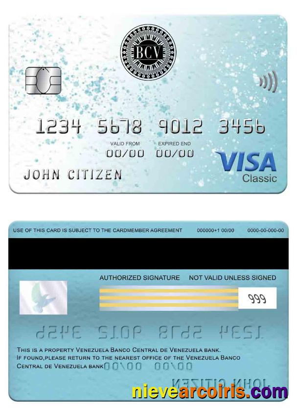 Venezuela Banco Central De Venezuela Bank Visa Classic Card Preview