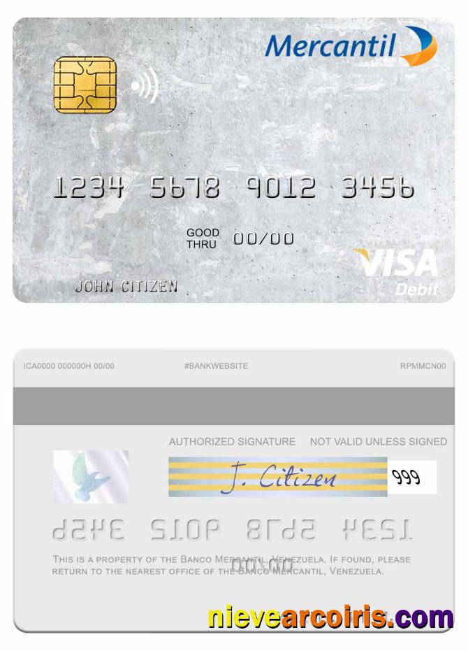 Venezuela Banco Mercantil Visa Debit Card Photolook