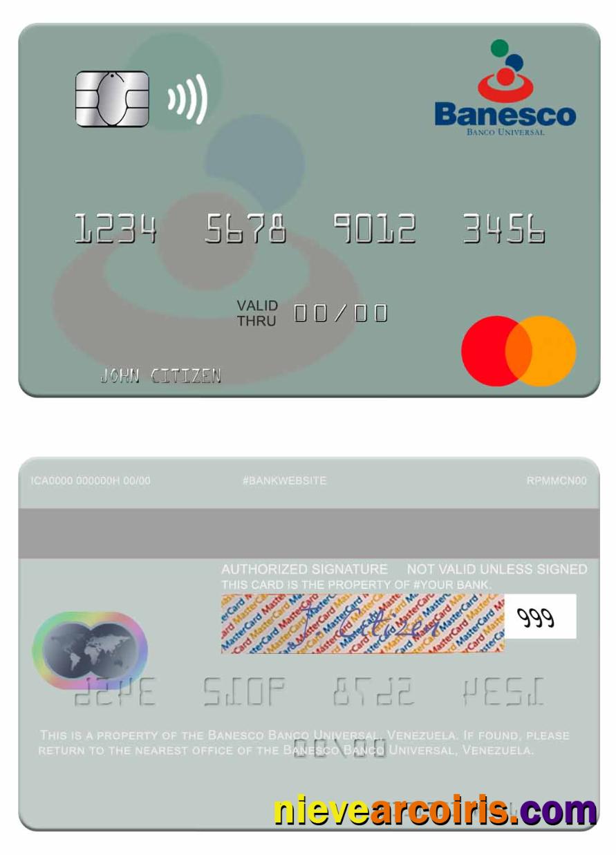 Venezuela Banesco Banco Universal Mastercard Template