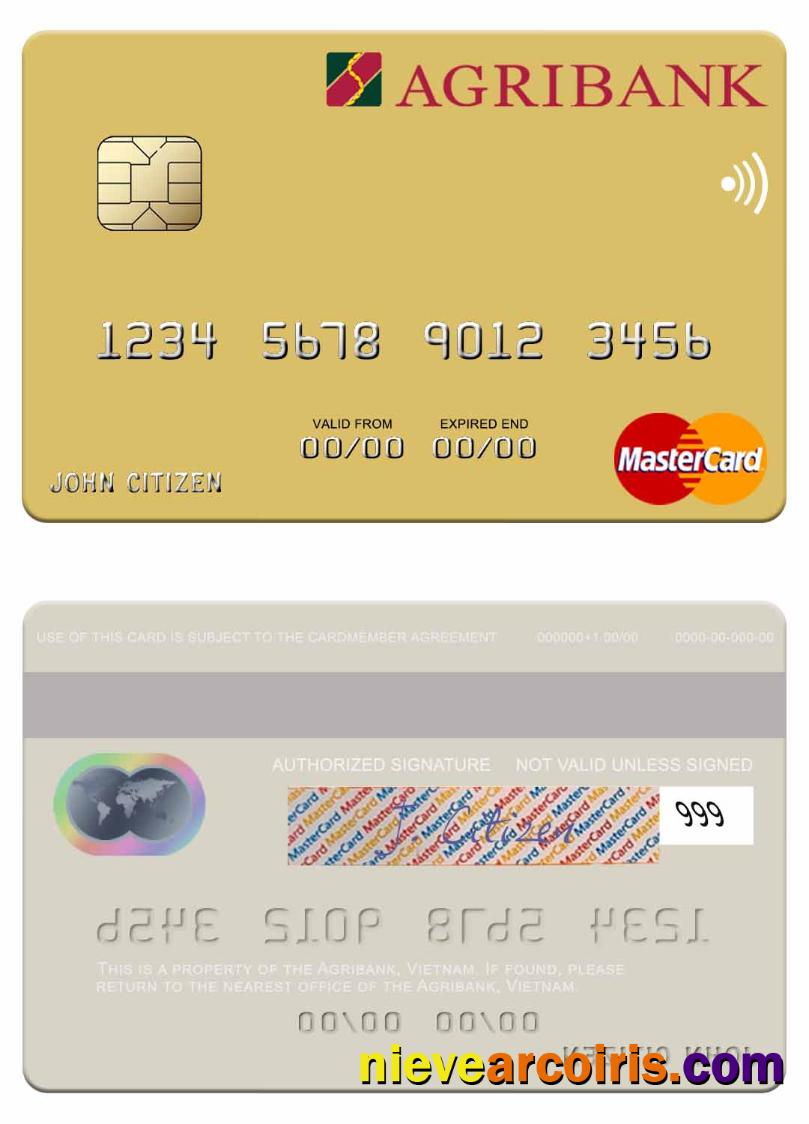Vietnam Agribank Mastercard Sample