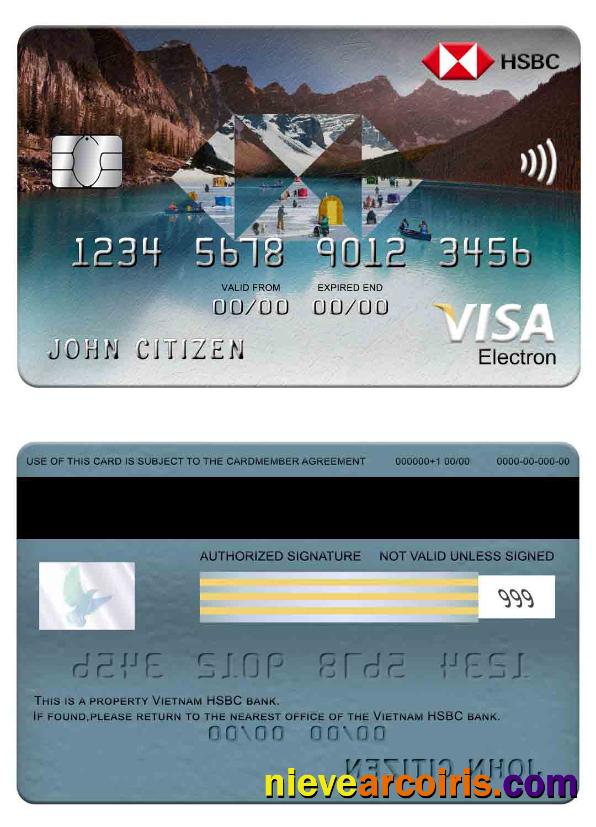 Vietnam HSBC Bank Visa Electron Card Template
