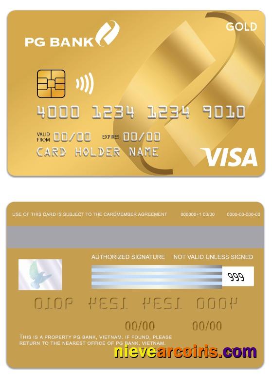 Vietnam PG Bank Visa Credit Gold Card Sample