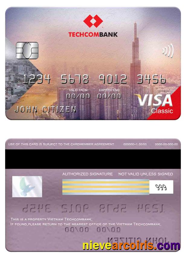 Vietnam Techcombank Visa Classic Card Sample