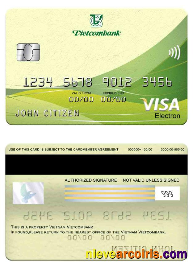 Vietnam Vietcombank Visa Electron Card Preview