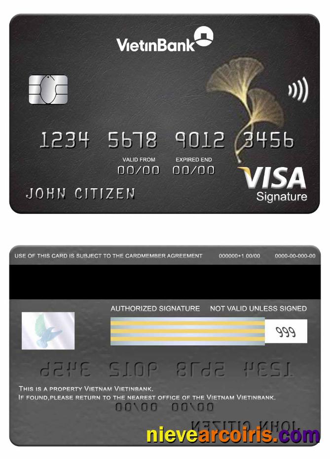 Vietnam Vietinbank Visa Signature Card Template