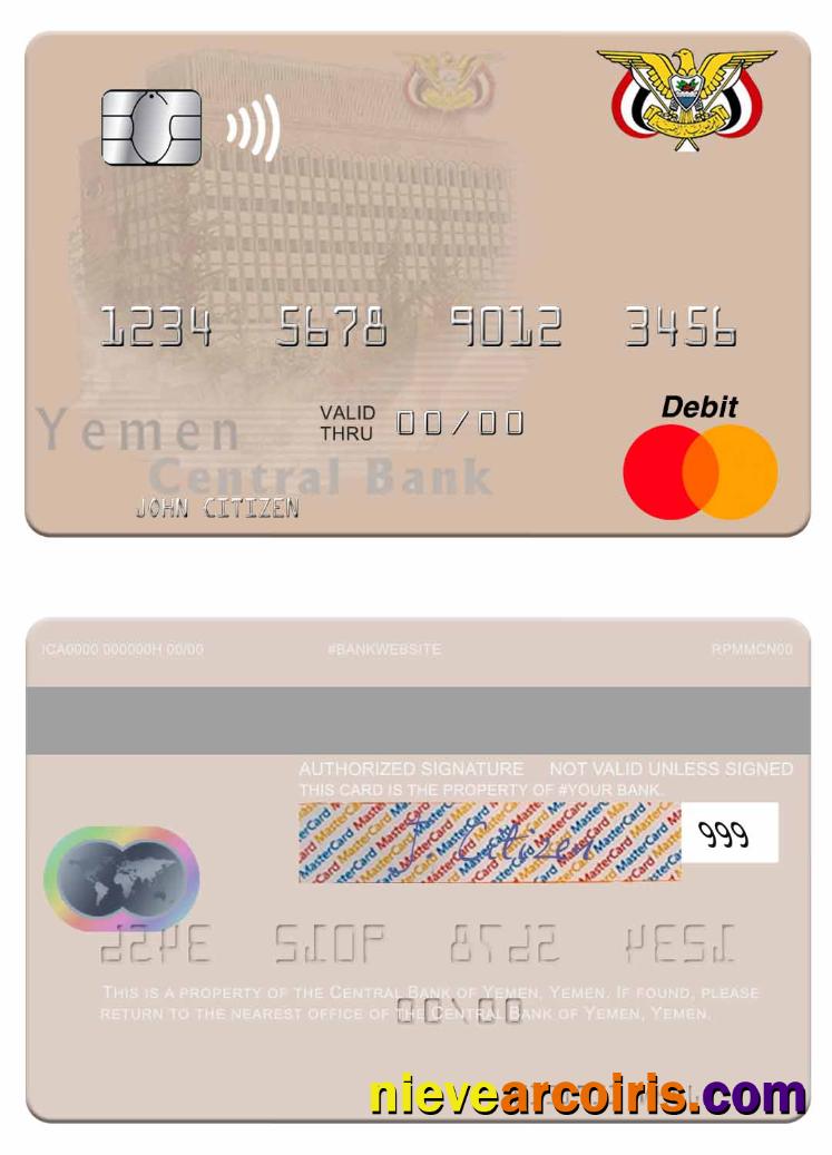 Yemen Central Bank Of Yemen Mastercard Template