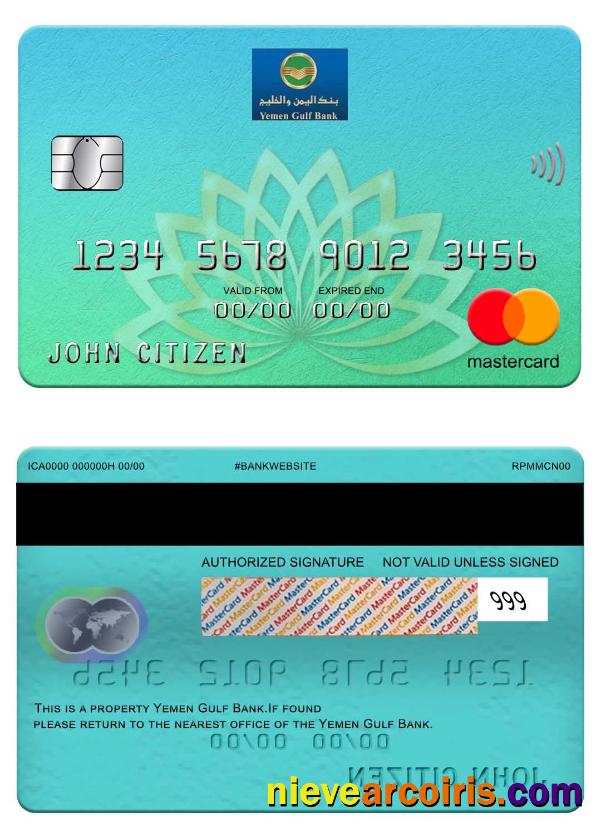 Yemen Gulf Bank Mastercard Template