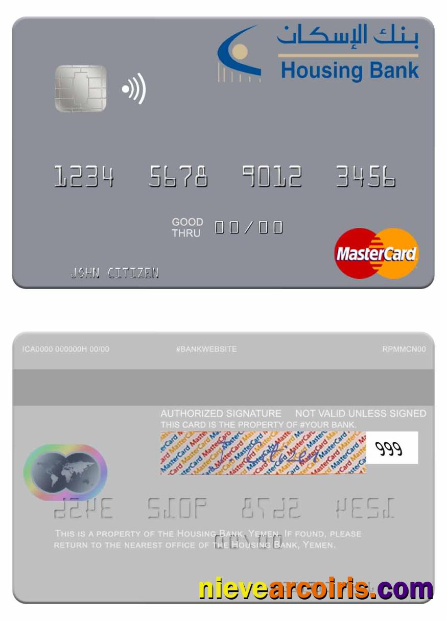 Yemen Housing Bank Mastercard Template