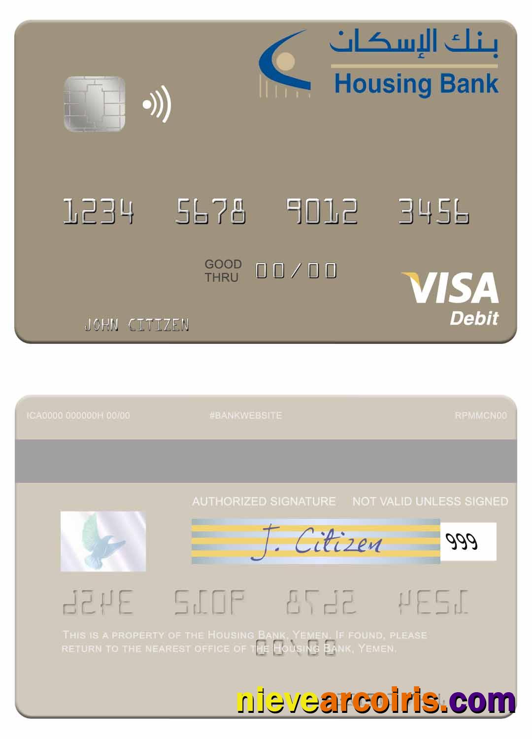 Yemen Housing Bank Visa Debit Card Preview