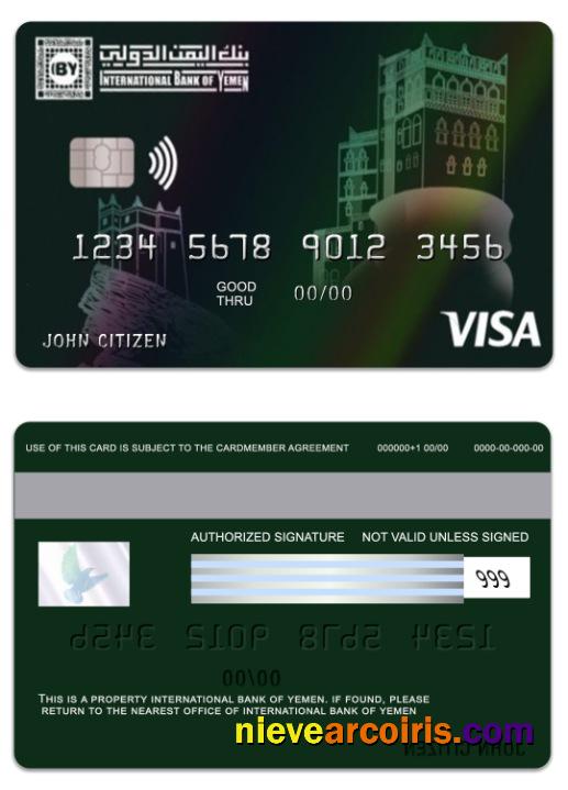 Yemen International Bank Of Yemen Visa Electron Card Sample