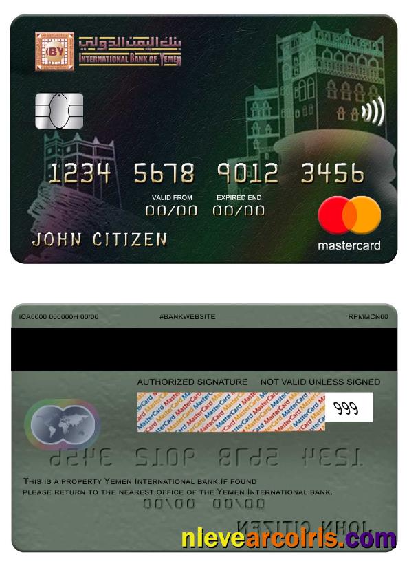 Yemen International Bank Mastercard Sample