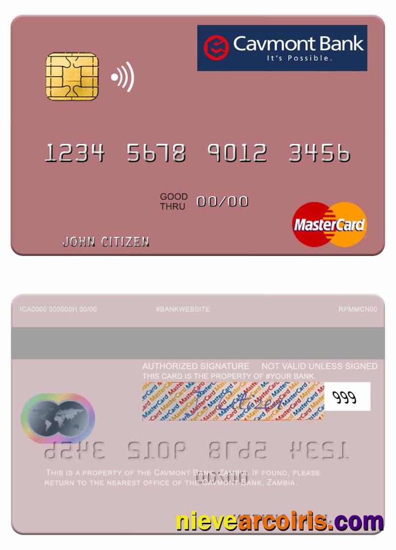 Zambia Cavmont Bank Mastercard Template