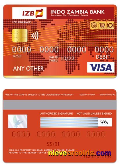Zambia IZB Bank Visa Debit Card Sample