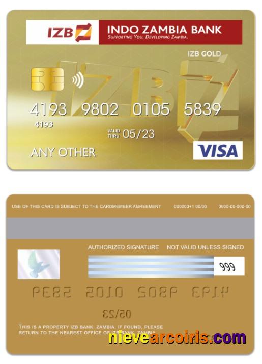 Zambia IZB Bank Visa Gold Card Template