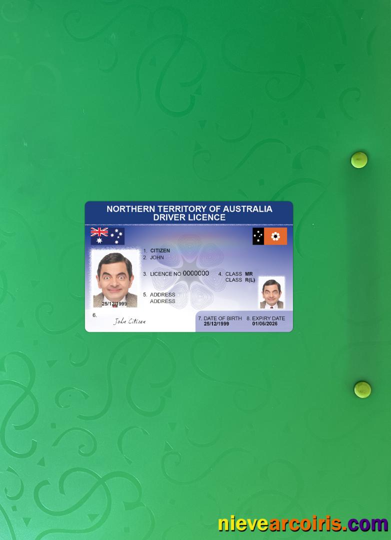 Australia Northern Territory Driving License Photolook Front Sample