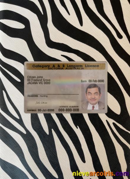 Australia Victoria State A & B Longarm License Photolook Front Photolook