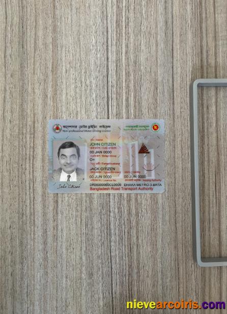 Bangladesh Non Professional Motor Driving License Photolook Front Sample