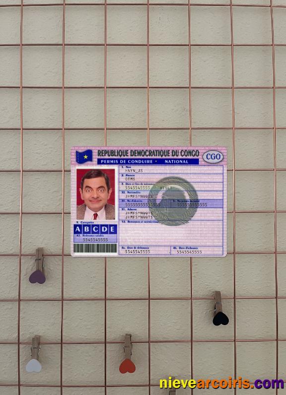 Congo Driving License Version 3 Photolook FRONT Sample