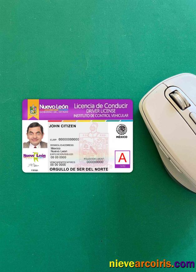 Mexico Nuevo Leon Driving License Photolook FRONT Template