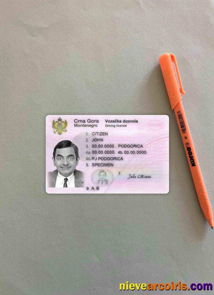 Montenegro Driving License Photolook FRONT Preview