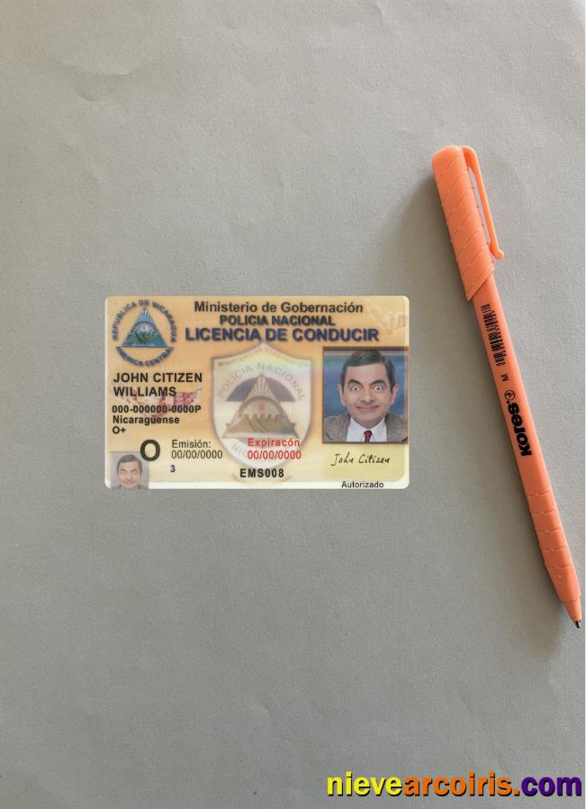 Nicaragua Driving License Photolook FRONT Photolook