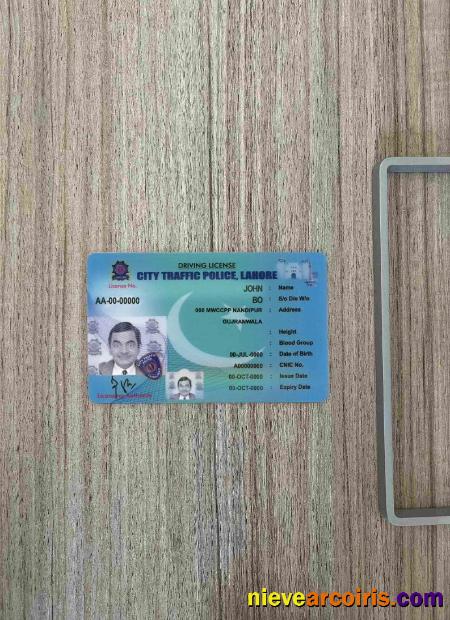 Pakistan City Traffic Police Lahore DL Photolook FRONT Template