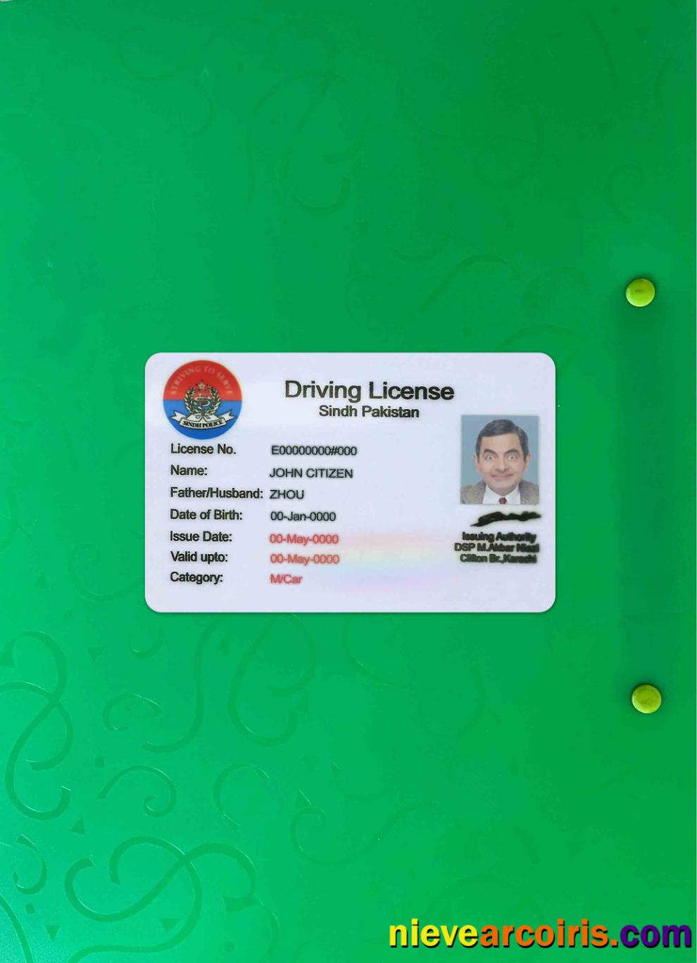 Premium Pakistan Sindh Province Driving License PSD Template, (old Version Till 2016) Photolook FRONT