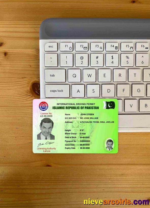 Pakistan International Driving Permit Photolook FRONT Template