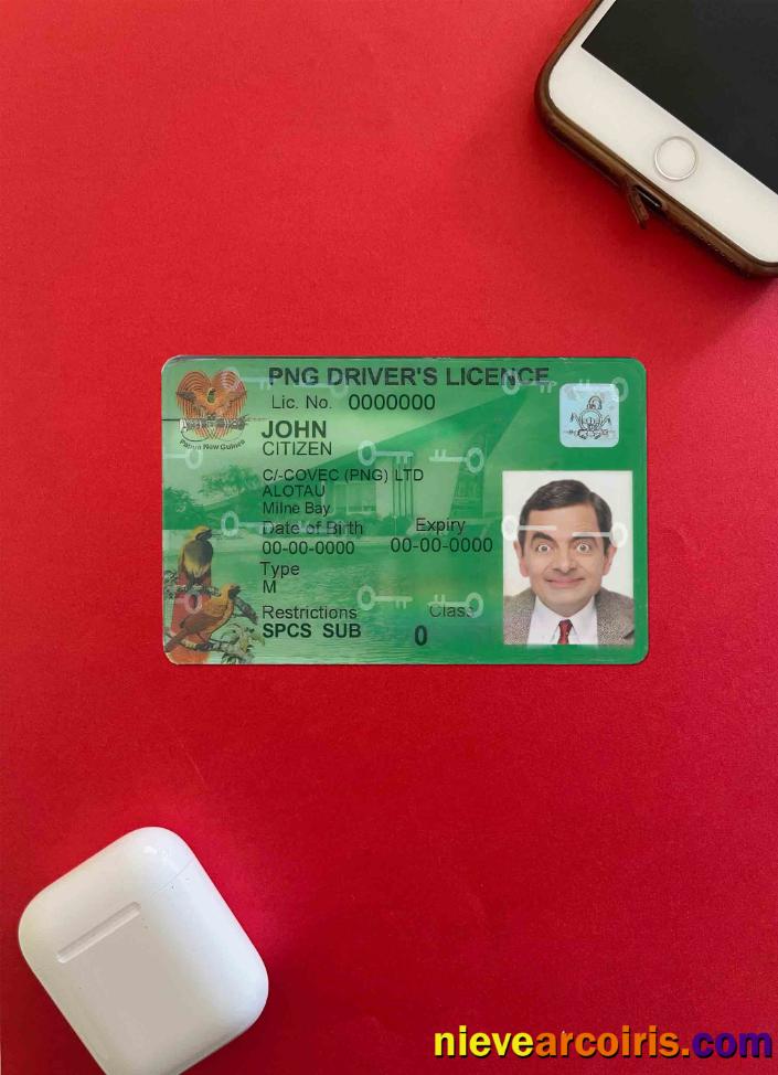Realistic Papua New Guinea Driving License Template In PSD Format, 2020 – Present Photolook FRONT