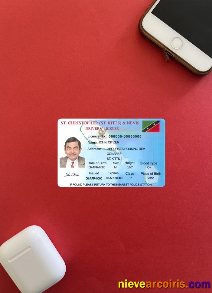 St Kitts & Nevis Driving License Photolook Front Template