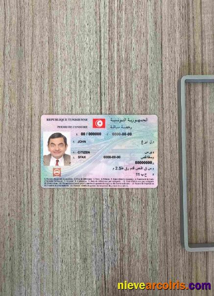 Tunisia Driving License Photolook FRONT Sample