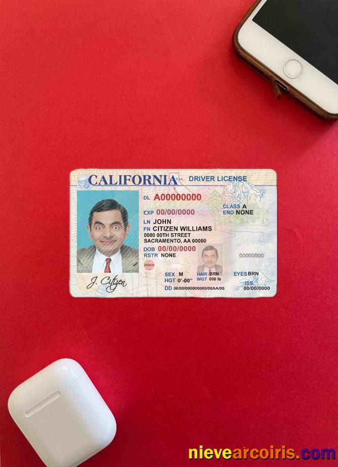 USA California Driver License Photolook FRONT Sample