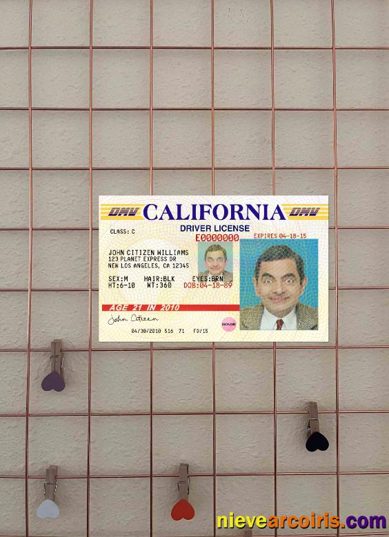 USA California Driving License Version 3 Photolook FRONT Template