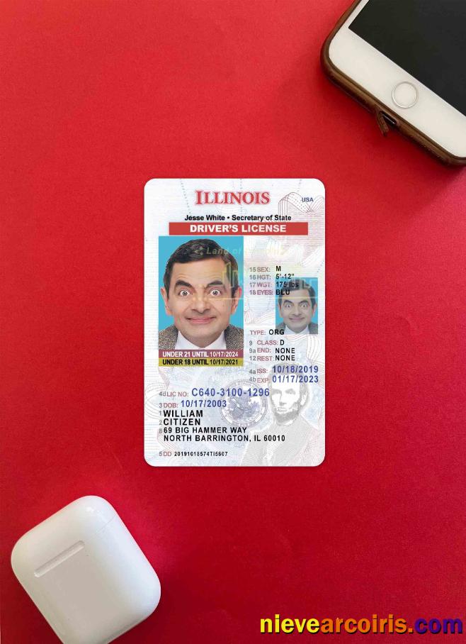 USA Illinois Driving License Under 21 Photolook FRONT Template