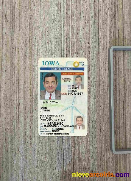 USA Iowa Driving License Under 21 Photolook FRONT Template