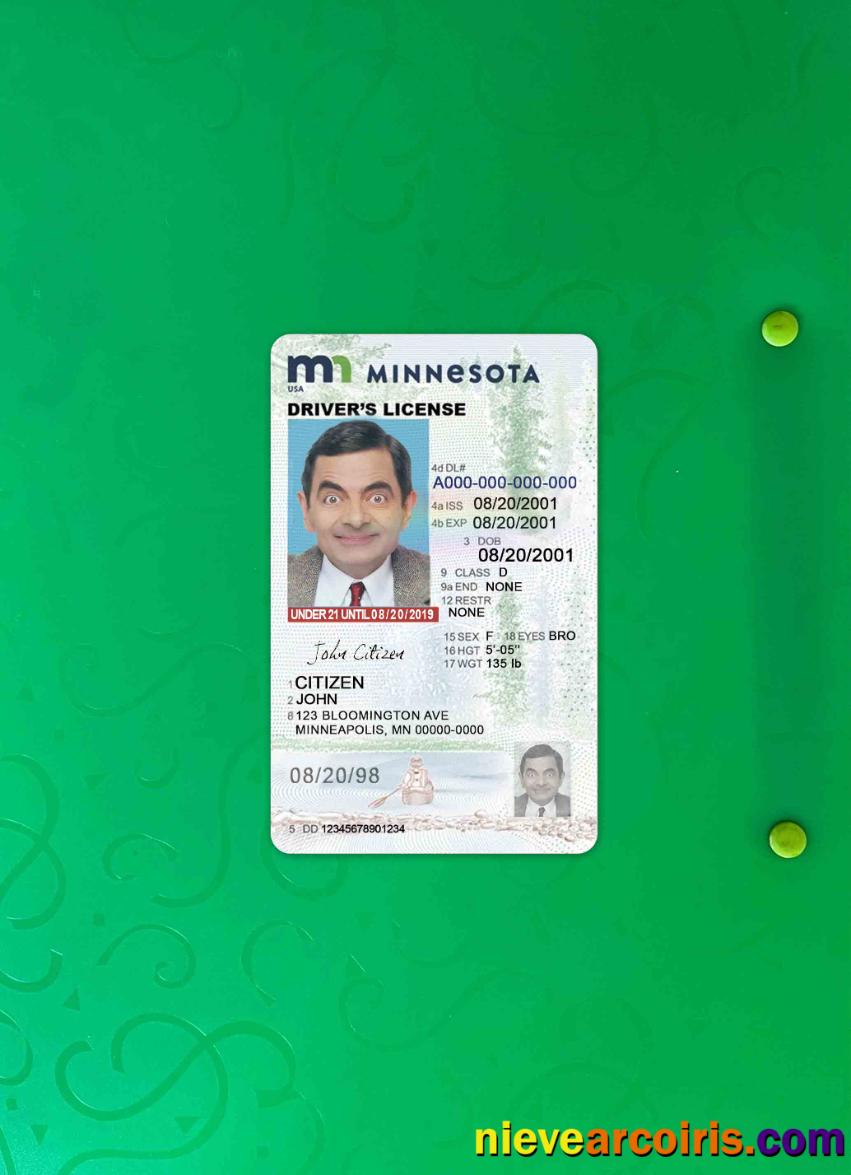 USA Minnesota Driving License Under 21 Photolook FRONT Photolook