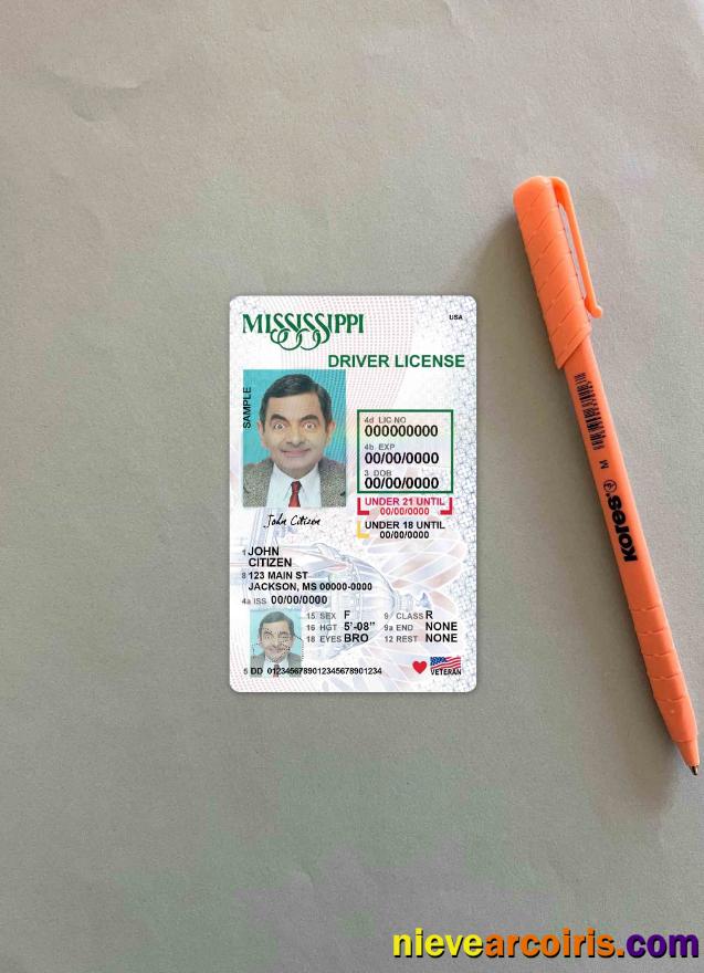 USA Mississippi Driving License Under 21 Photolook FRONT Template