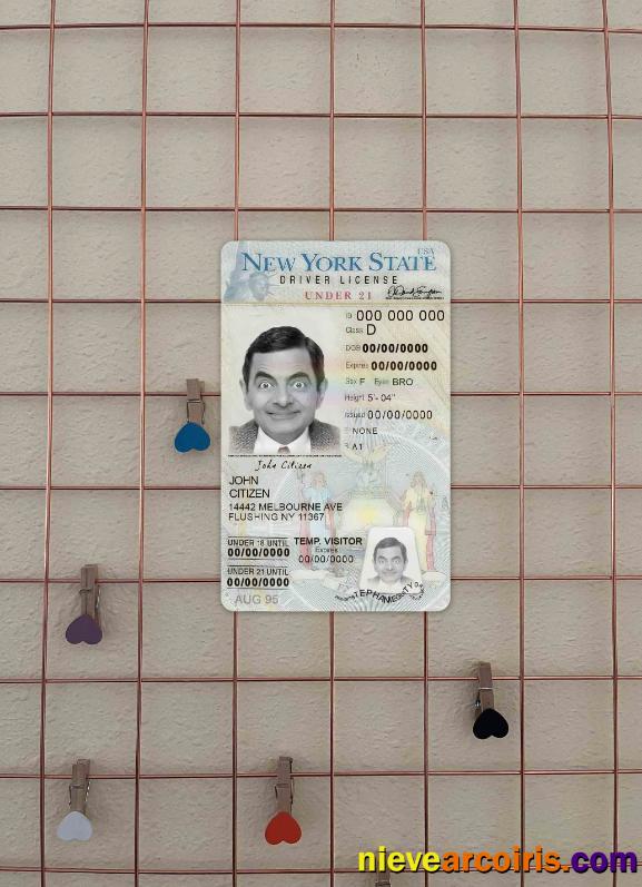 USA New York Driving License Under 21 Photolook FRONT Template