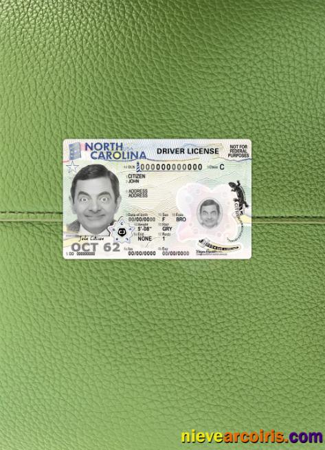 USA North Carolina Driving License 2024 Present Photolook FRONT Sample