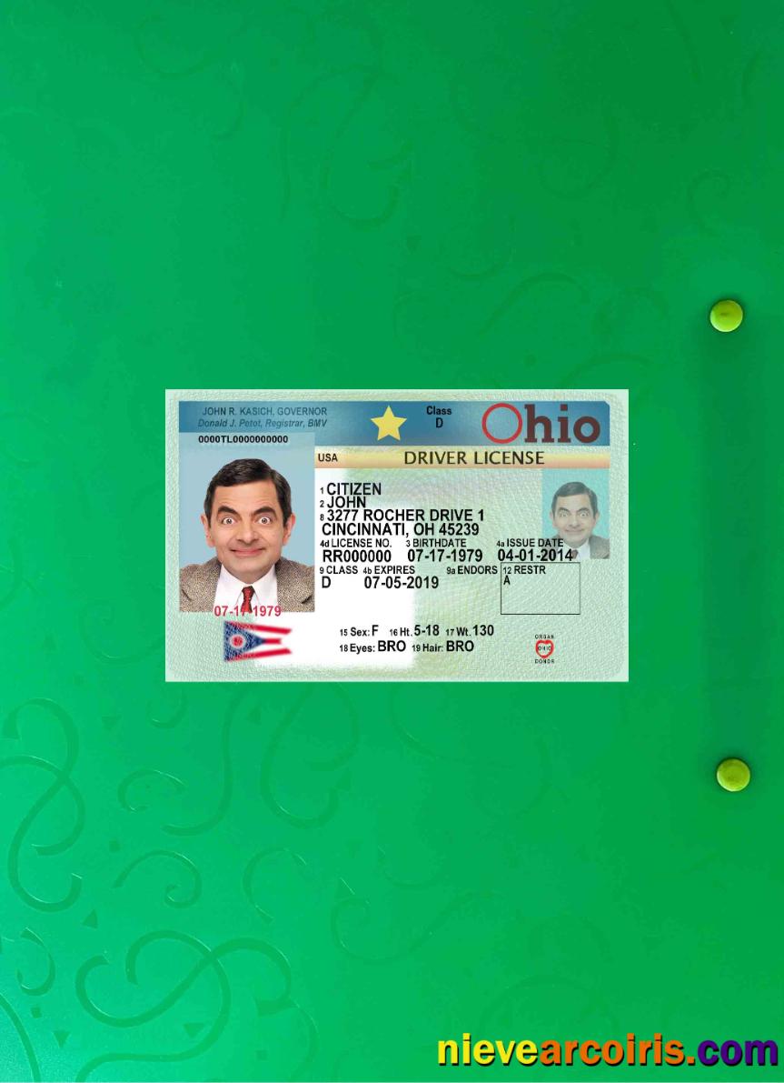USA Ohio Driving License 2018 Present Photolook FRONT Preview