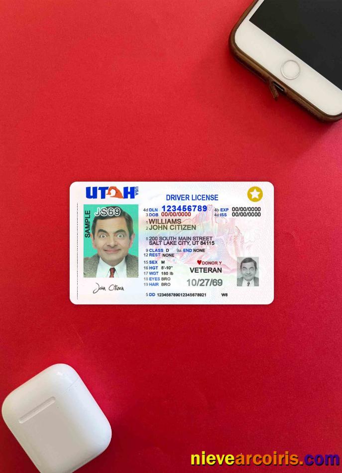 USA Utah Driving License 2021 Present Photolook FRONT Template